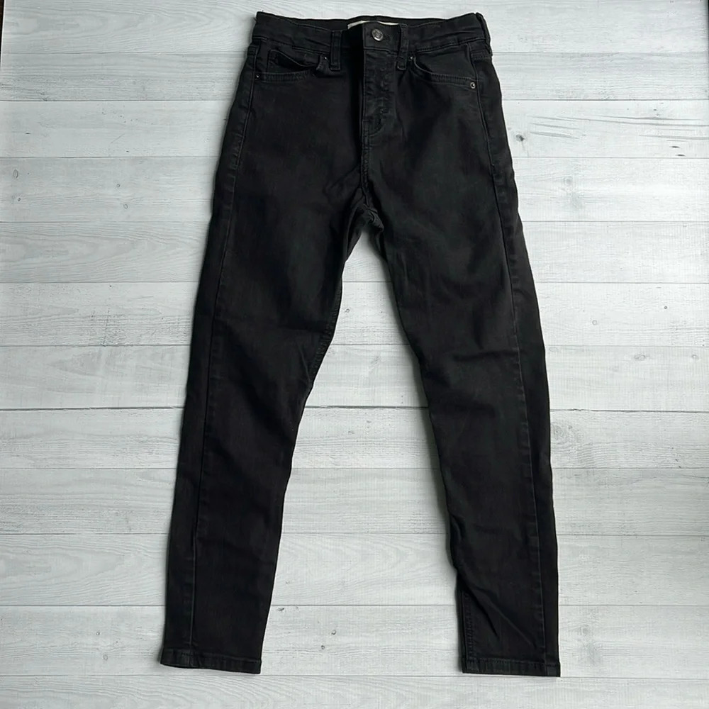 Topshop Jamie Moto/Petite Black Denim Skinny Jeans Size W26 L28
